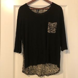 Izabel London Womens Shirt Black Cheetah Size 14